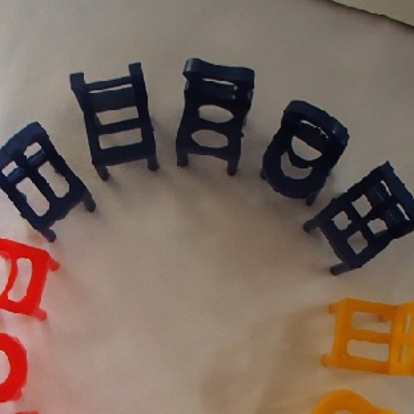 Dollhouse Mini 13 Plastic Chairs Nursery Room Child Size Red Blue Yellow… - Picture 8 of 16